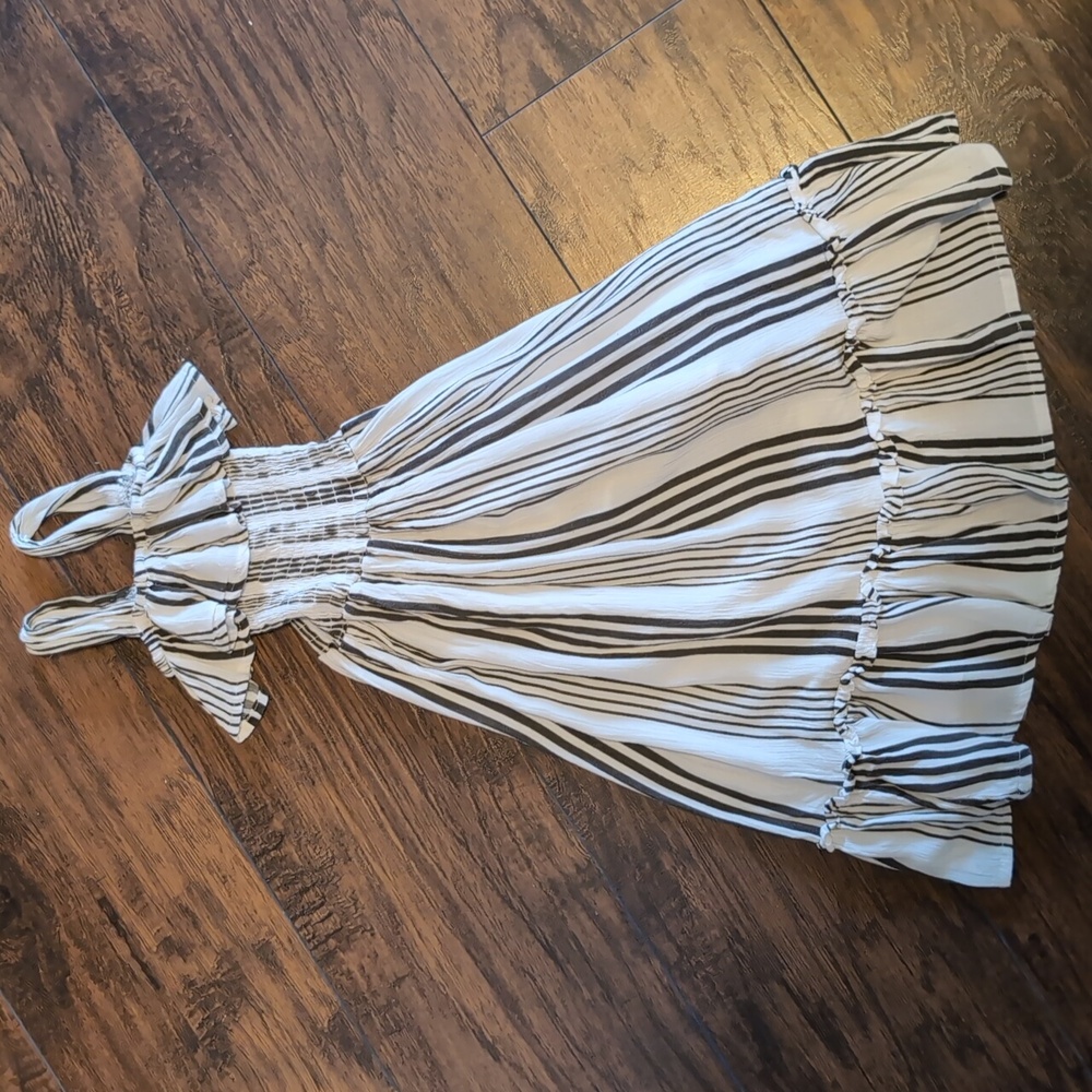 Striped Kids Dress with Ruffle Top